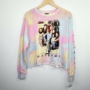 Friends Pastel Tie-Dye Graphic Long Sleeve Pullover Women's Size Medium M